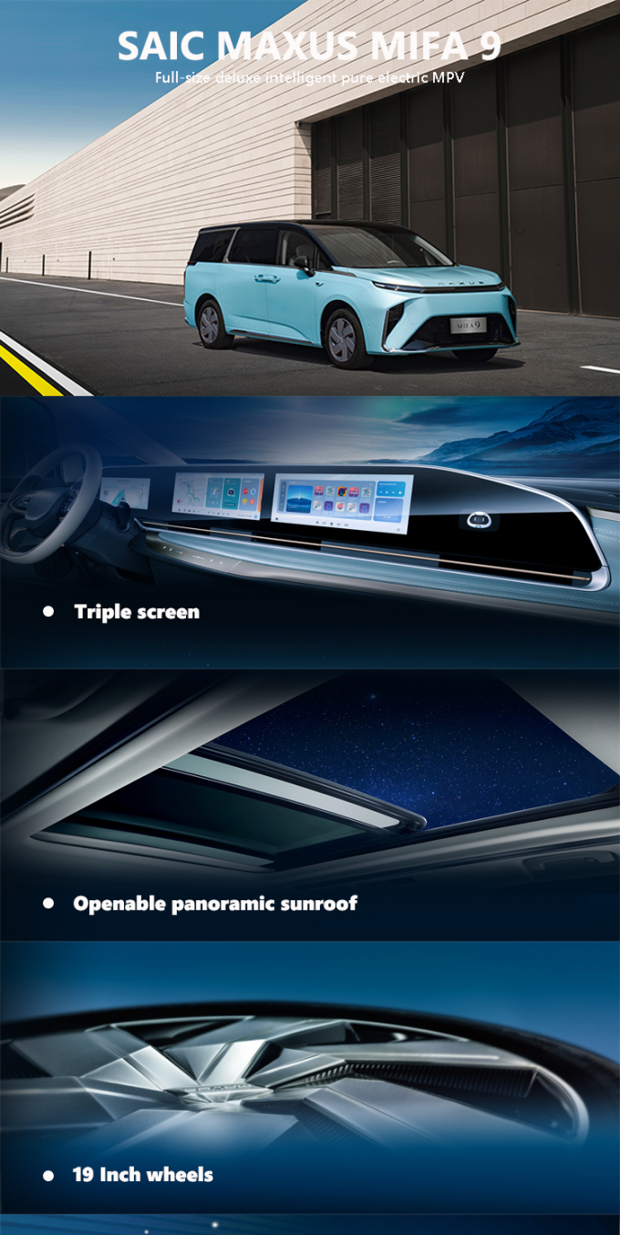 ماکسوس میفا 9 Mpv اتومبیل الکتریکی با سرعت بالا خودروهای انرژی جدید 5 درب 0